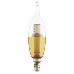 Лампа LED CA35 Свеча на ветру E14 7W 220V 3000K 60G CL/GD Lightstar 940622